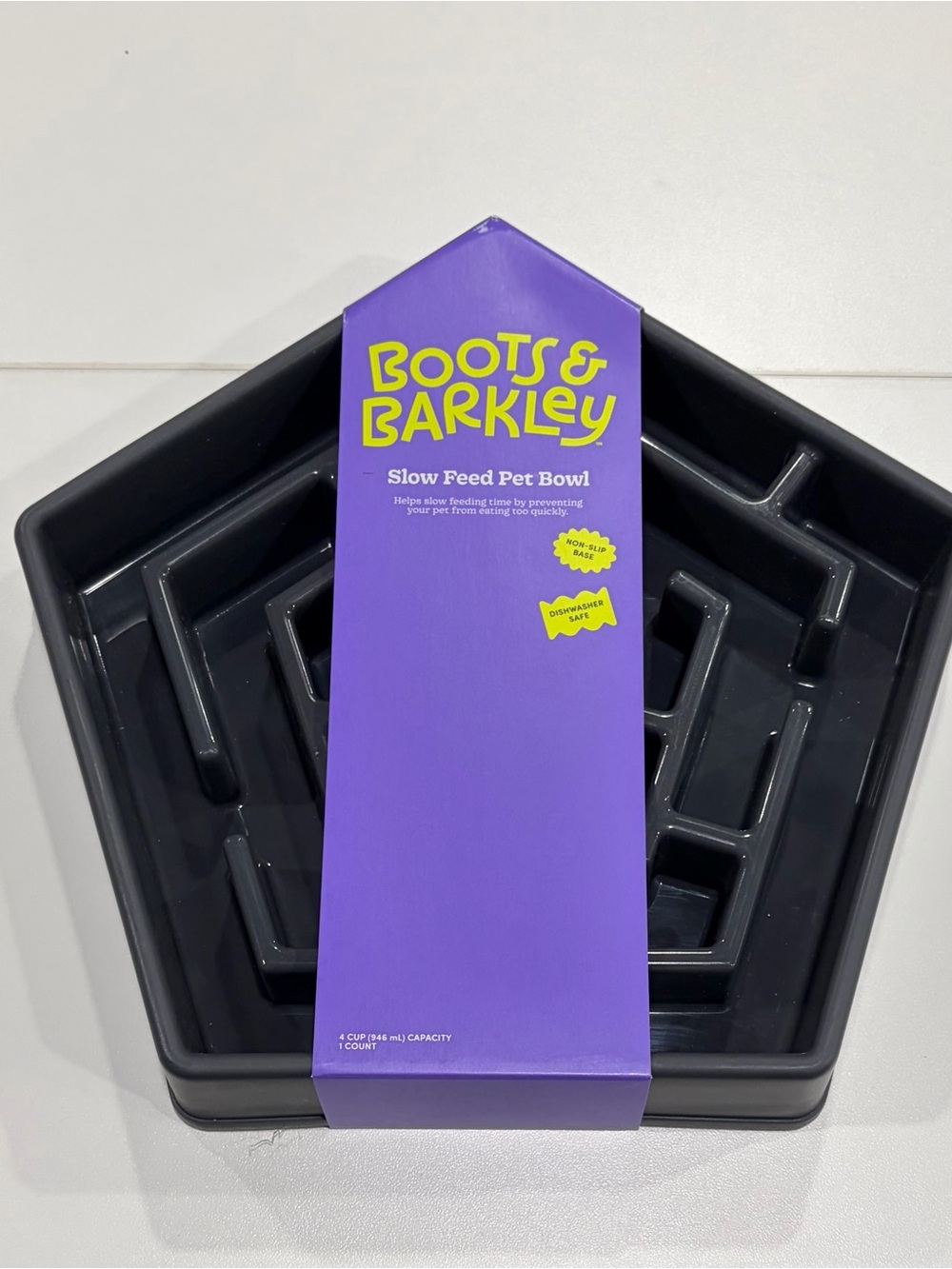 Slow Eat Maze Dog's Bowl 4 Cup Gray Boots & Barkley NWT Non-Slip Base